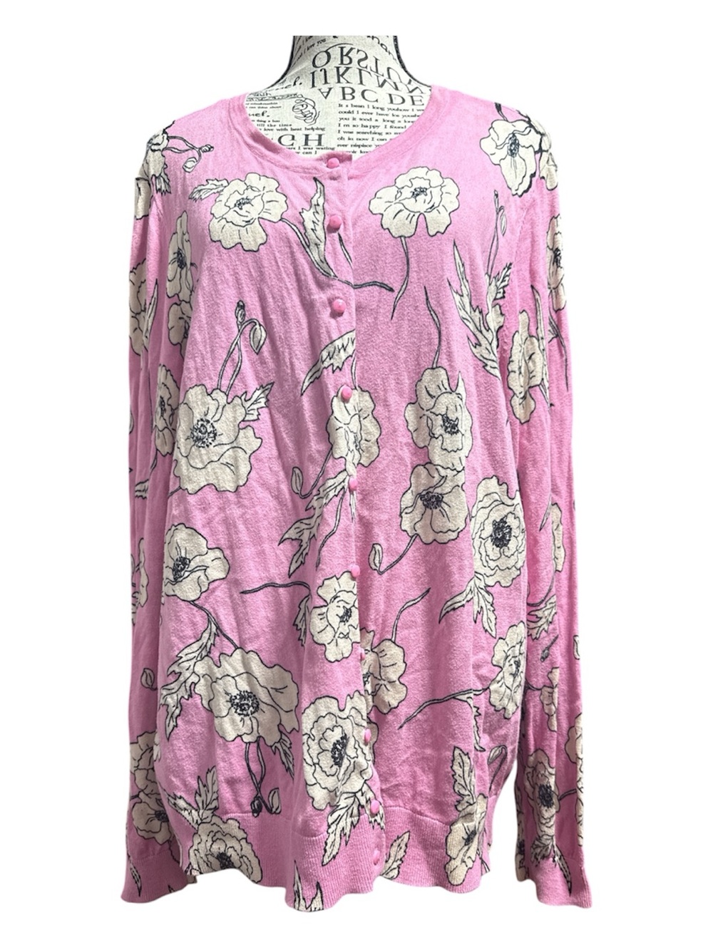 Lord & Taylor Pink Floral Button-Up Cardigan size 2X
